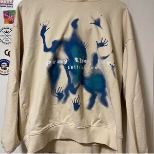 Aelfric Eden Beige Sweater with Blue Silhouette Design